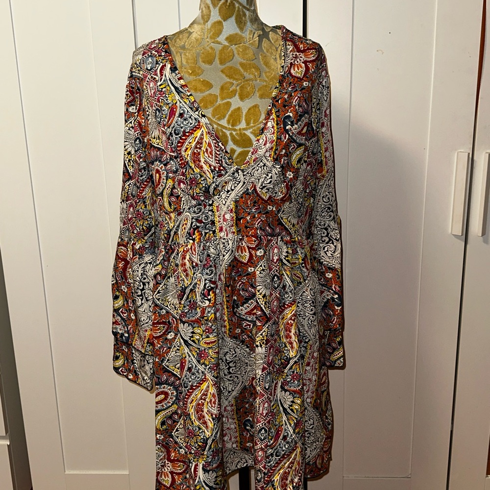 Colorful Paisley Long Sleeve Dress